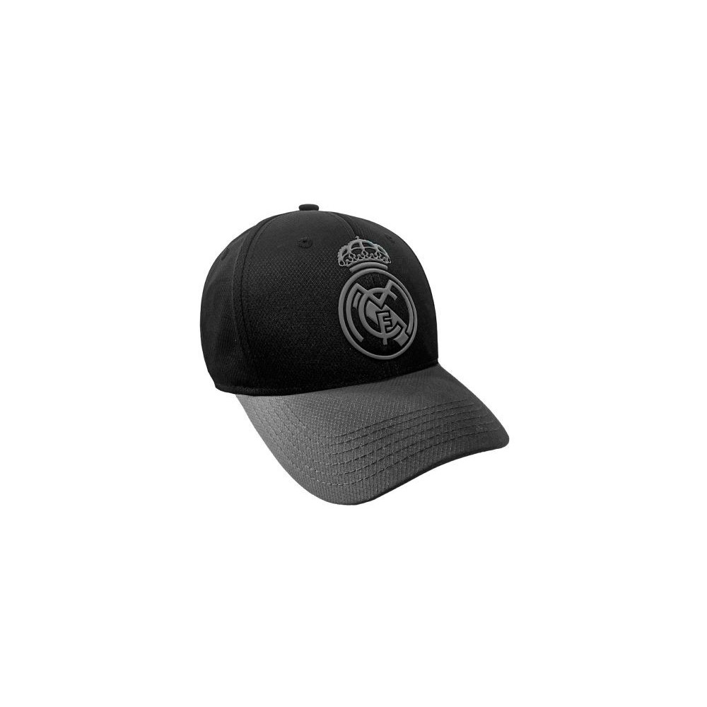 REAL MADRID UFFICIALE LOGO GRIGIO CAPPELLO NERO BASEBALL CAP