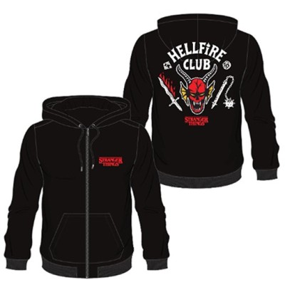 DIFUZED ZIP HOODIE STRANGER THINGS HELLFIRE CLUB BLACK L SIZE