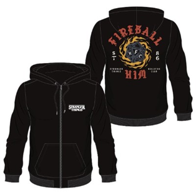 DIFUZED ZIP HOODIE STRANGER THINGS HELLFIRE CLUB FIREBALL L SIZE