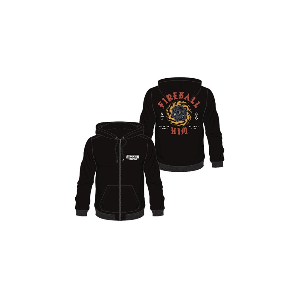 DIFUZED ZIP HOODIE STRANGER THINGS HELLFIRE CLUB FIREBALL L SIZE
