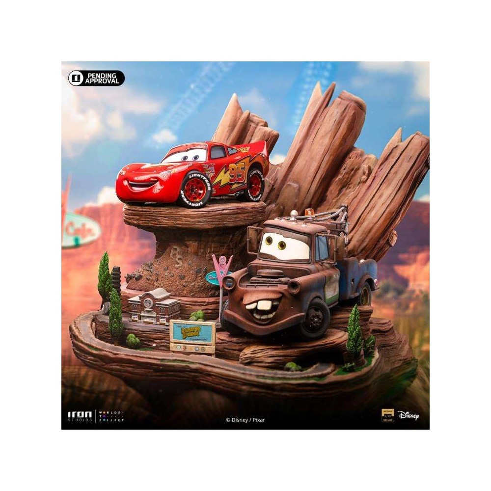 CARS LIGHTNING MCQUEEN AND TOW MATER BDS ART SCALE DELUXE 1/10 STATUA FIGURE IRON STUDIOS