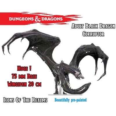 D&D ICONS OF THE REALMS ADULT BLACK DRAGON CORRUPTOR MINIATURE FIGURE WIZKIDS