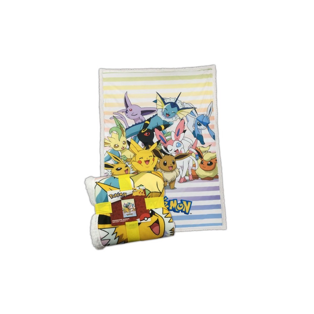 POKEMON PIKACHU E EEVEE EVOLUTIONS COPERTA IN PILE SHERPA 100X150CM LYO