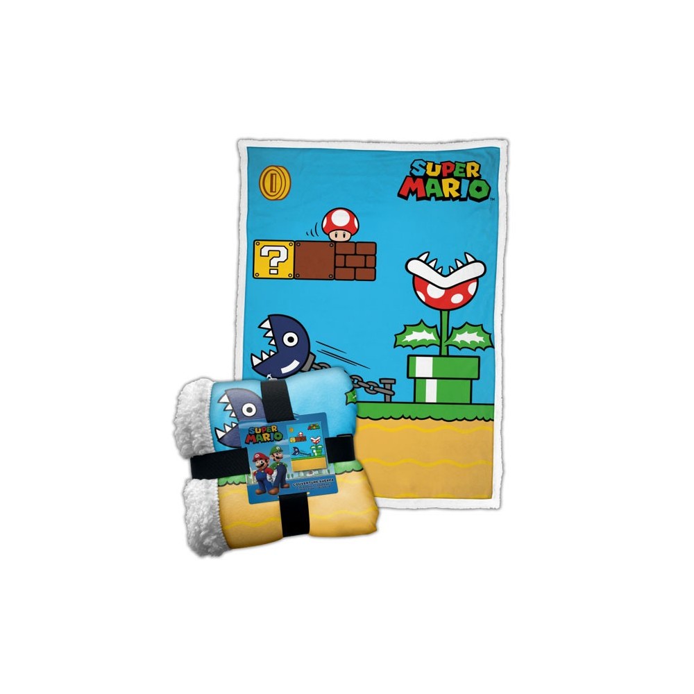 LYO SUPER MARIO VINTAGE LEVEL FLEECE SHERPA BLANKET 100X150CM