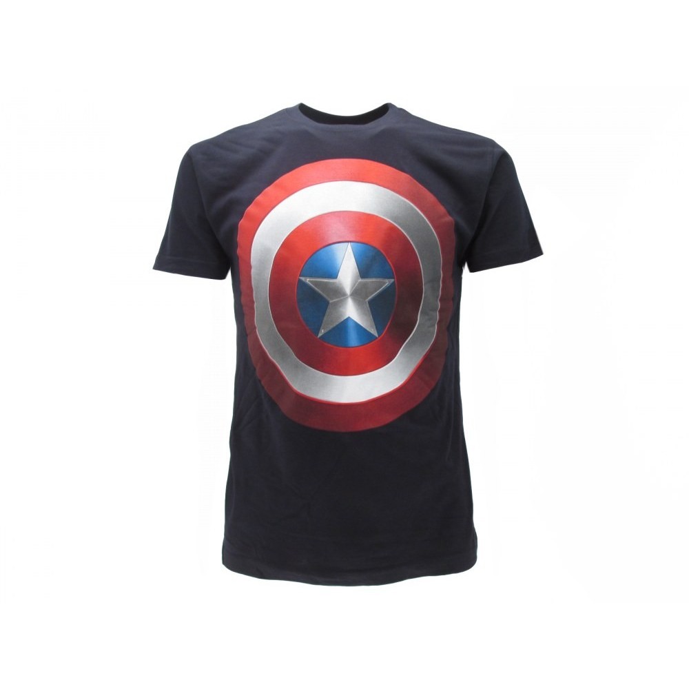 MAGLIA T SHIRT CAPTAIN AMERICA MARVEL AVENGERS SCUDO BLU