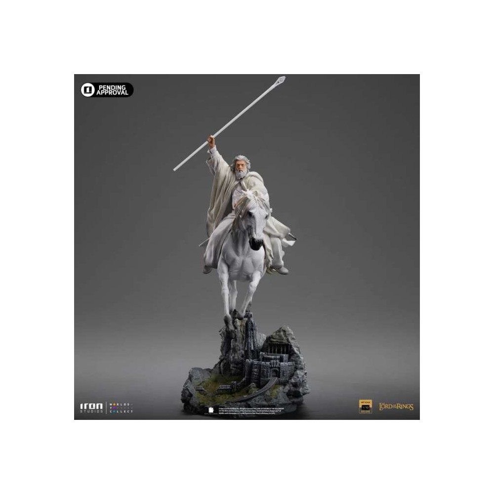IL SIGNORE DEGLI ANELLI GANDALF THE WHITE ON SHADOWFAX ART SCALE 1/10 STATUA FIGURE IRON STUDIOS