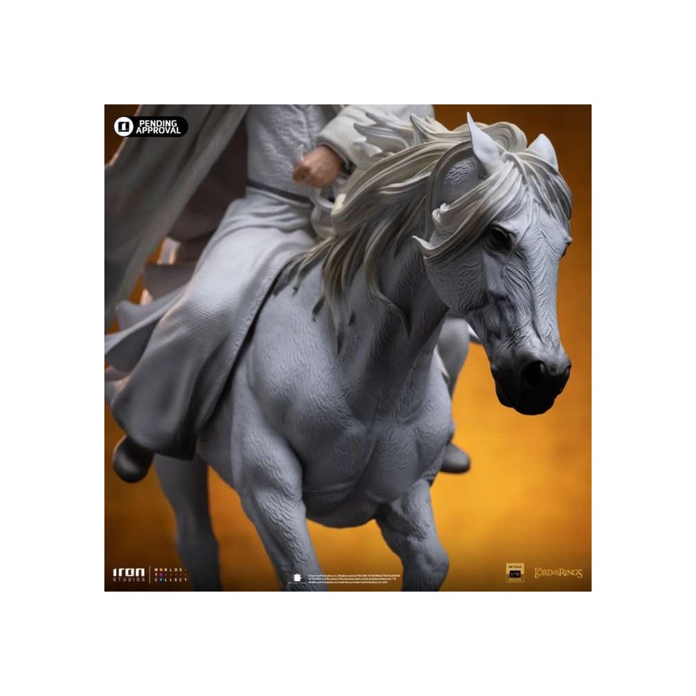IL SIGNORE DEGLI ANELLI GANDALF THE WHITE ON SHADOWFAX ART SCALE 1/10 STATUA FIGURE IRON STUDIOS