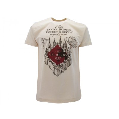 MAGLIA T SHIRT HARRY POTTER THE MARAUDER'S MAP BEIGE