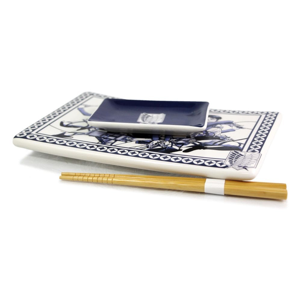 JUST FUNKY ATTACK ON TITAN SURVEY CORPS CERAMIC SUSHI SET WITH CHOPSTICKS