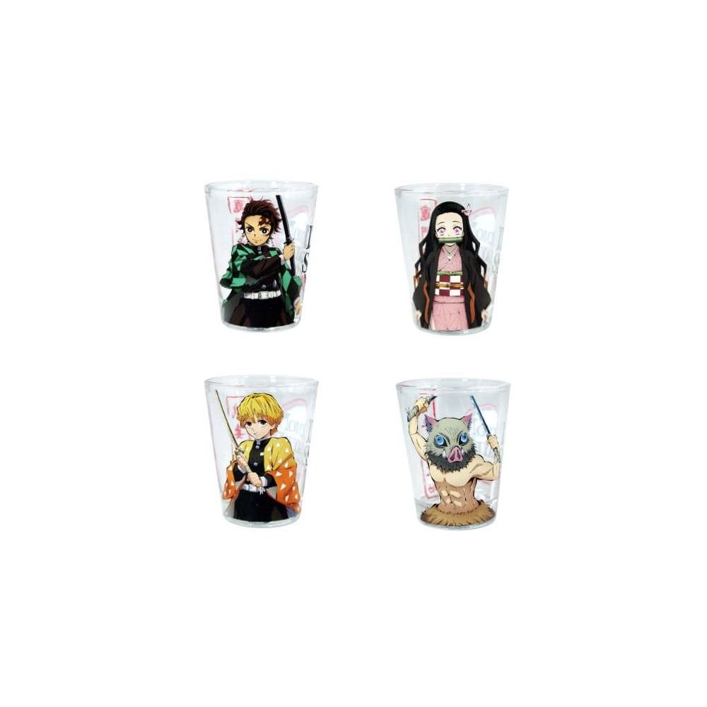 JUST FUNKY DEMON SLAYER SHOT GLASSES 4-PACK SET MINI GLASSES