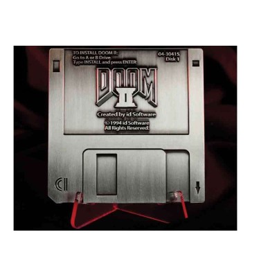 FANATTIK DOOM II COMMEMORATIVE FLOPPY DISC ANTIQUE SILVER EDITION REPLICA