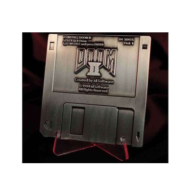 FANATTIK DOOM II COMMEMORATIVE FLOPPY DISC ANTIQUE SILVER EDITION REPLICA