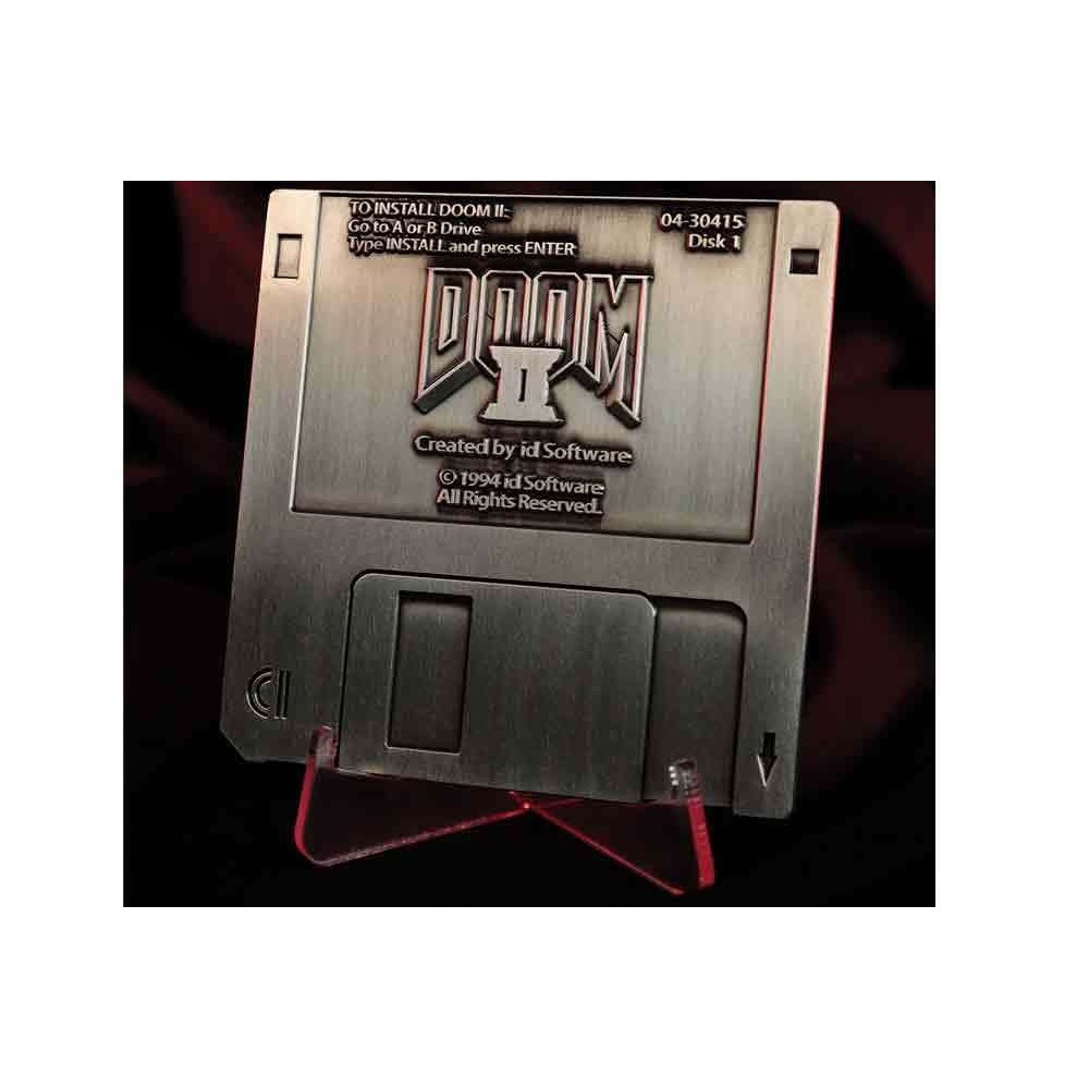 FANATTIK DOOM II COMMEMORATIVE FLOPPY DISC ANTIQUE SILVER EDITION REPLICA