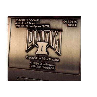 FANATTIK DOOM II COMMEMORATIVE FLOPPY DISC ANTIQUE SILVER EDITION REPLICA