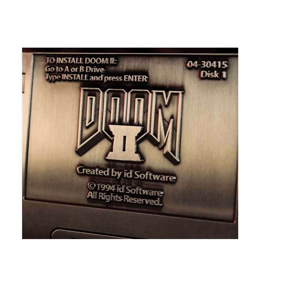 FANATTIK DOOM II COMMEMORATIVE FLOPPY DISC ANTIQUE SILVER EDITION REPLICA