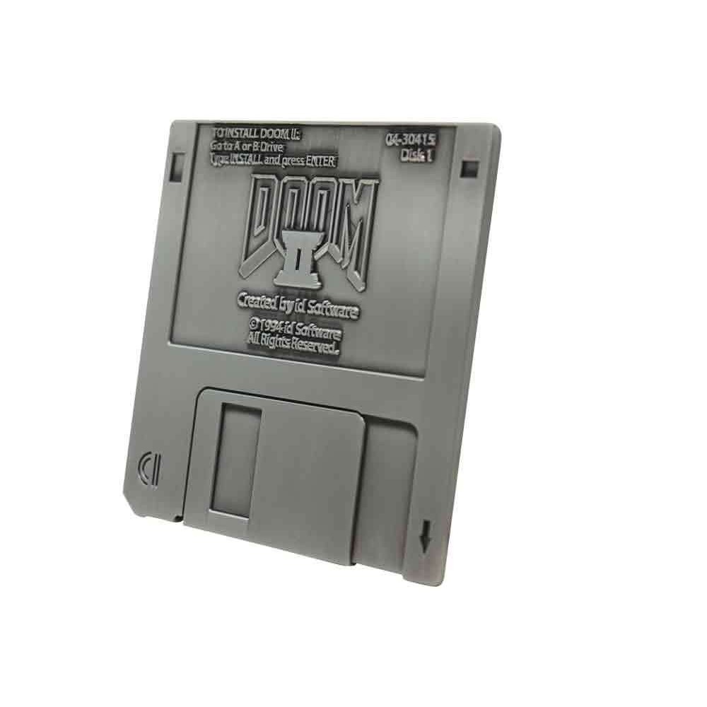 FANATTIK DOOM II COMMEMORATIVE FLOPPY DISC ANTIQUE SILVER EDITION REPLICA