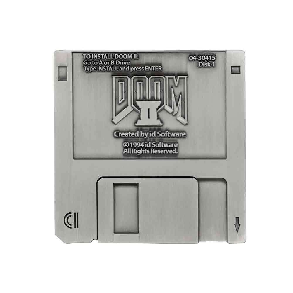 FANATTIK DOOM II COMMEMORATIVE FLOPPY DISC ANTIQUE SILVER EDITION REPLICA