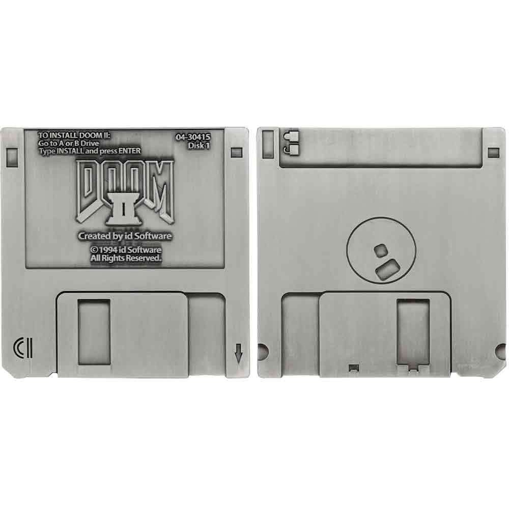FANATTIK DOOM II COMMEMORATIVE FLOPPY DISC ANTIQUE SILVER EDITION REPLICA
