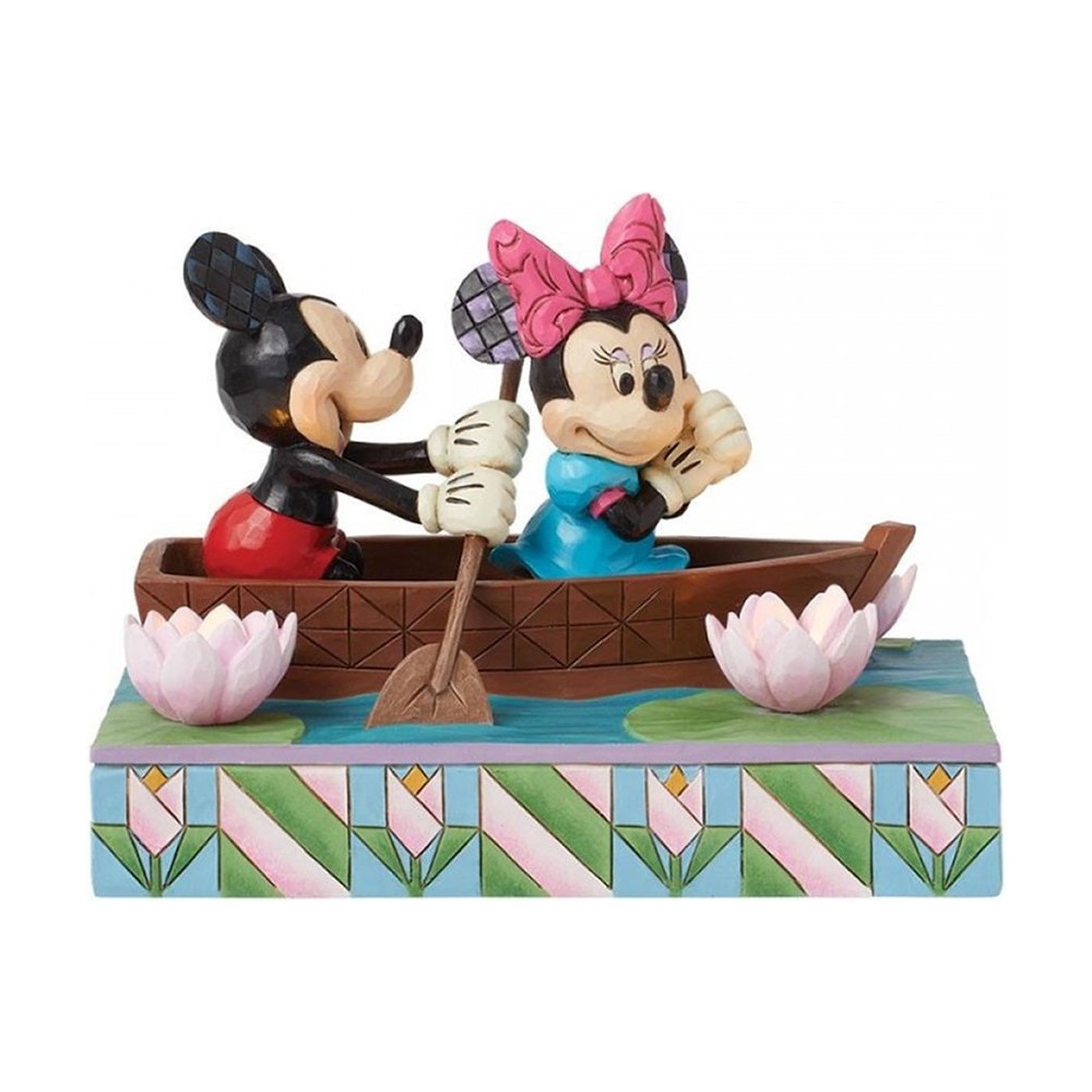 ENESCO MICKEY AND MINNIE MOUSE IN ROWBOAT STATUE LIGHT UP FIGURE