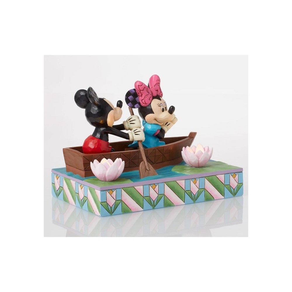 ENESCO MICKEY AND MINNIE MOUSE IN ROWBOAT STATUE LIGHT UP FIGURE