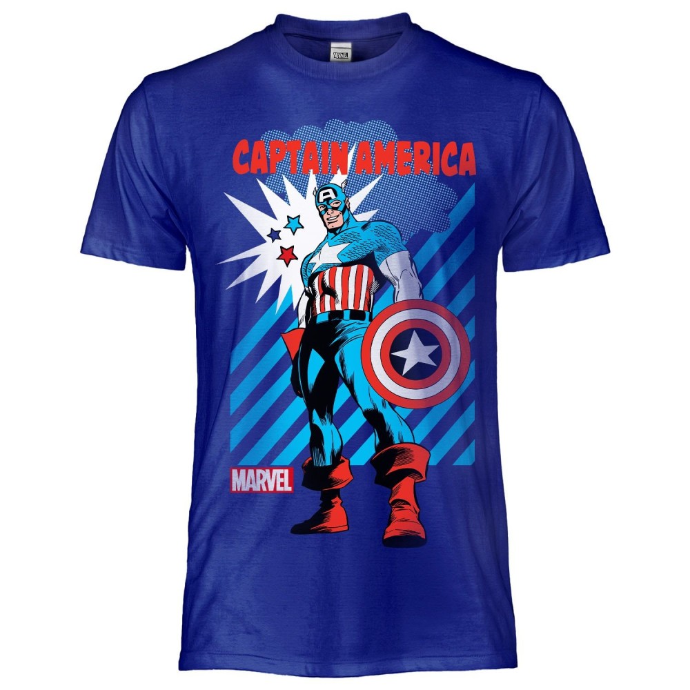 MAGLIA T SHIRT MARVEL CAPTAIN AMERICA COMICS RETRO