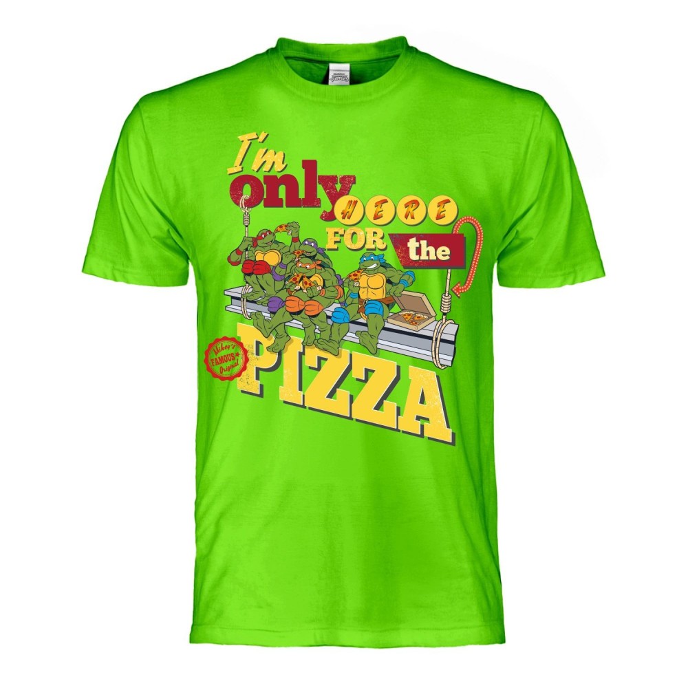 MAGLIA T SHIRT TMNT TARTARUGHE NINJA I'M ONLY HERE FOR THE PIZZA