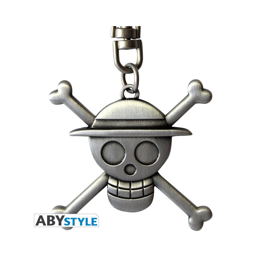 ABYSTYLE ONE PIECE 3D METAL KEYCHAIN SKULL MONKEY D.LUFFY LOGO