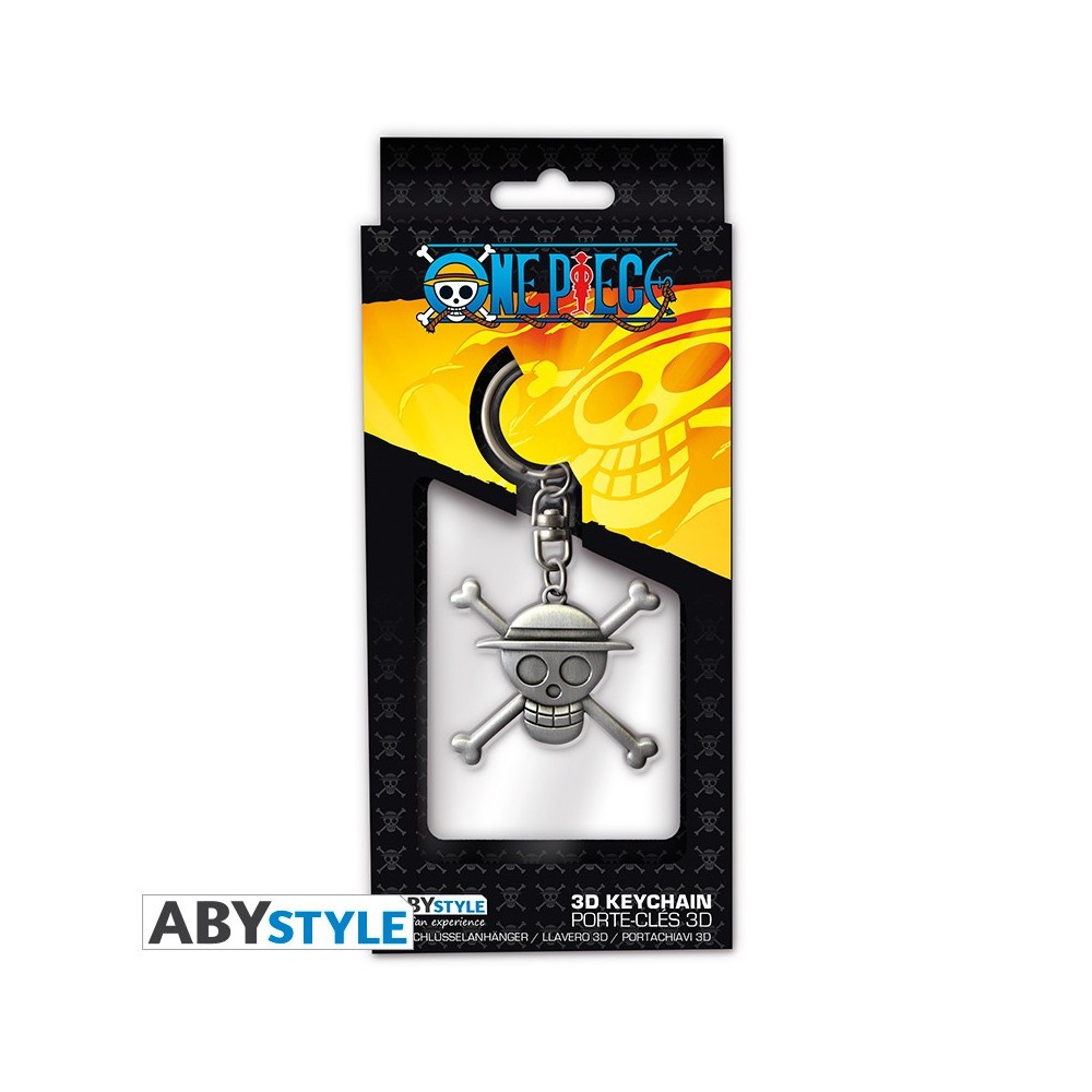 ABYSTYLE ONE PIECE 3D METAL KEYCHAIN SKULL MONKEY D.LUFFY LOGO