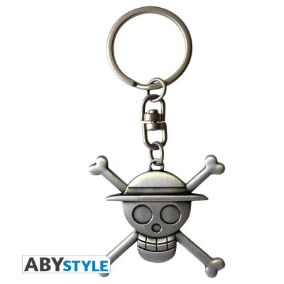 ABYSTYLE ONE PIECE 3D METAL KEYCHAIN SKULL MONKEY D.LUFFY LOGO