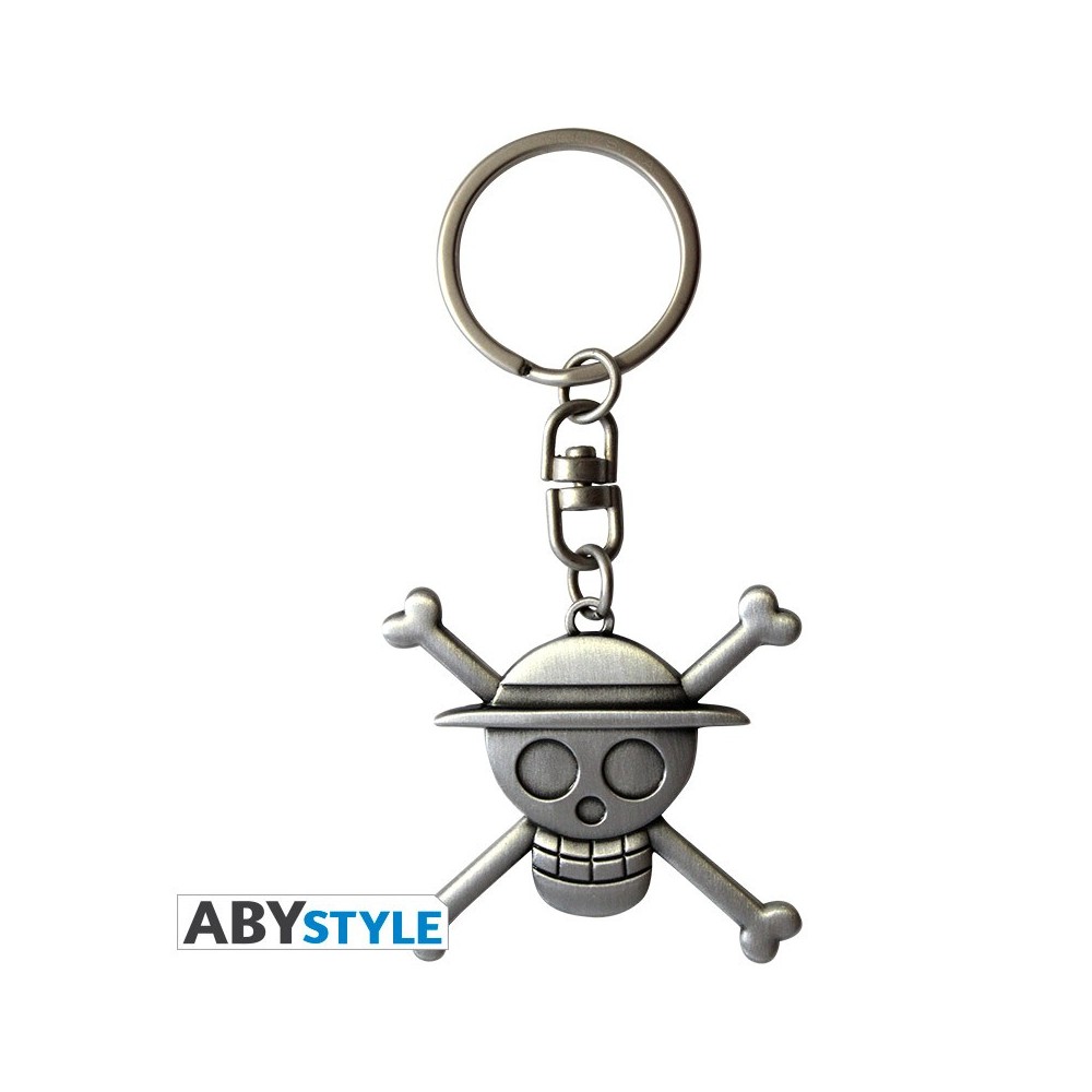 ABYSTYLE ONE PIECE 3D METAL KEYCHAIN SKULL MONKEY D.LUFFY LOGO