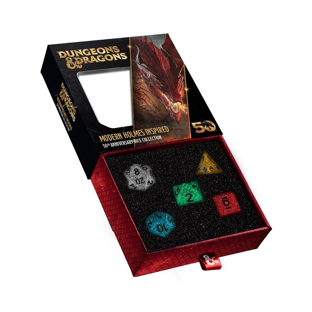 DUNGEONS AND DRAGONS 50TH MODERN HOLMES INSPIRED DICE SET 5 DADI FANROLL