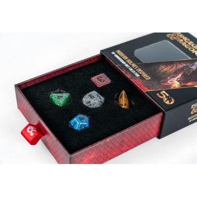 DUNGEONS AND DRAGONS 50TH MODERN HOLMES INSPIRED DICE SET 5 DADI FANROLL