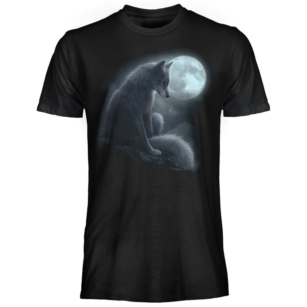 T SHIRT DARK EMBER MOON WOLF