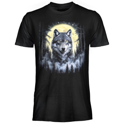 T SHIRT DARK EMBER FOREST WOLF