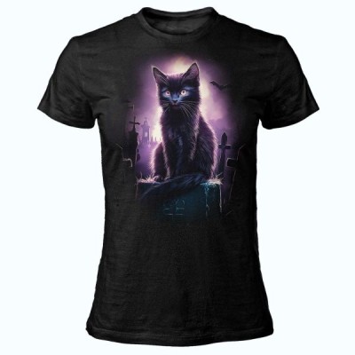 T SHIRT LADY DARK EMBER GRAVEYARD CAT