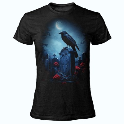 T SHIRT LADY DARK EMBER GRAVEYARD CROW