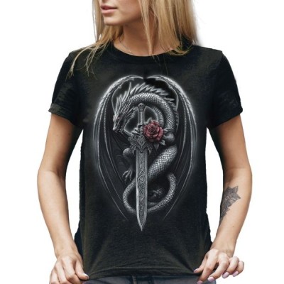 T SHIRT LADY DARK EMBER DRAGON DAGGER