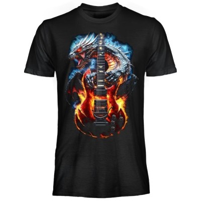 MAGLIA T SHIRT DARK EMBER DRAGO CHITARRA