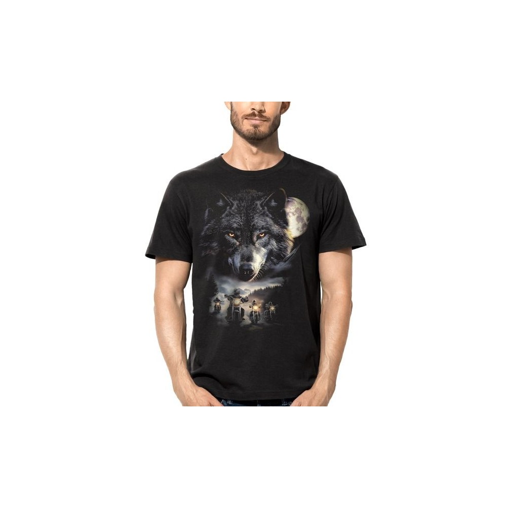 T SHIRT DARK EMBER WOLF BIKERS