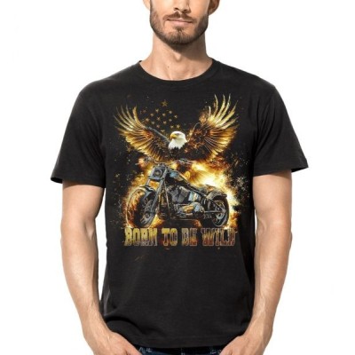 T SHIRT DARK EMBER BIKE EAGLE BORN TO BE WILD