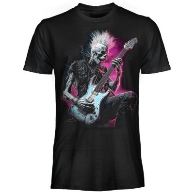 MAGLIA T SHIRT DARK EMBER SCHELETRO PUNK CHITARRISTA