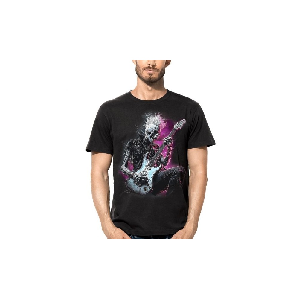 MAGLIA T SHIRT DARK EMBER SCHELETRO PUNK CHITARRISTA