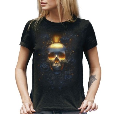 T SHIRT LADY DARK EMBER SKULL