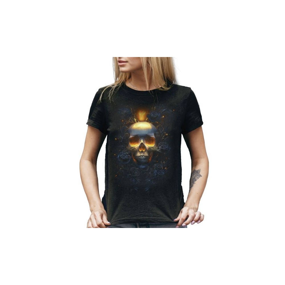 T SHIRT LADY DARK EMBER SKULL