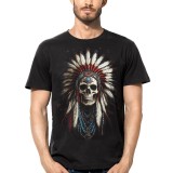 T SHIRT DARK EMBER INDIAN CHIEF SKULL