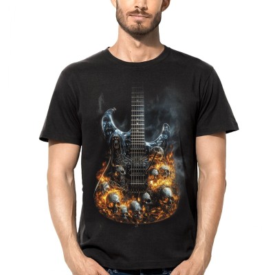 MAGLIA T SHIRT DARK EMBER CHITARRA TESCHI