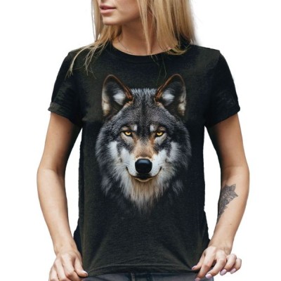 T SHIRT LADY DARK EMBER WOLF HEAD