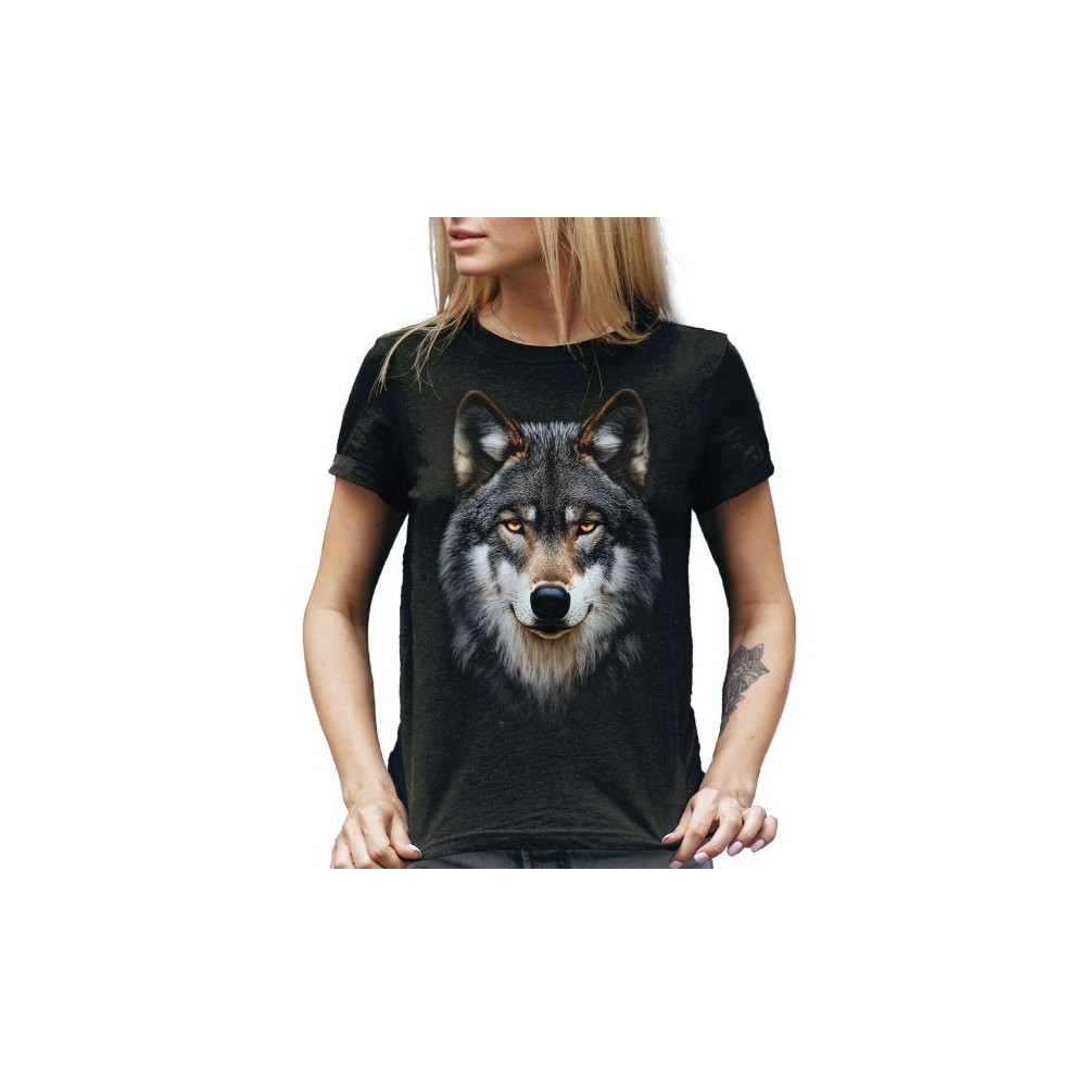 T SHIRT LADY DARK EMBER WOLF HEAD