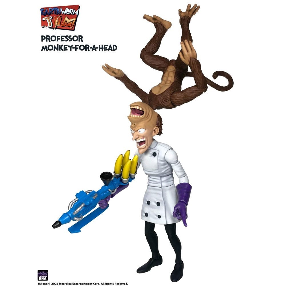 EARTHWORM JIM PROFESSOR MONKEY-FOR-A-HEAD 28CM ACTION FIGURE PREMIUM DNA TOYS