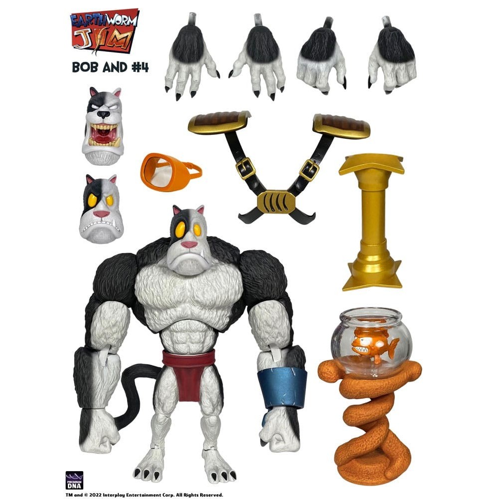 PREMIUM DNA TOYS EARTHWORM JIM BOB THE KILLER GOLDFISH AND FOUR WAVE 1 ACTION FIGURE